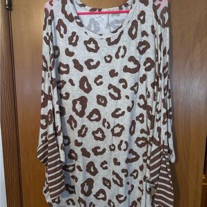 Maurices Brown and Cream Leopard Print Tunic